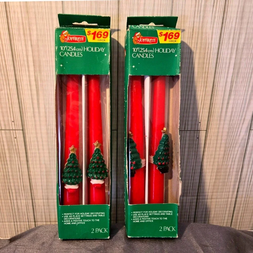 JoyBrite 10 Inch Holiday Candles Red‎ Christmas Tree DecorationOld Stock 2 Packs